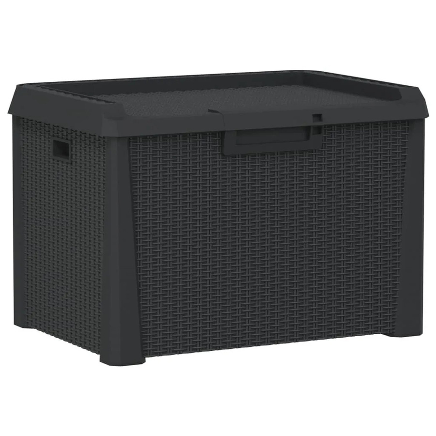Furnicato Gartentruhe in Anthrazit mit Rattan-Optik und Soft-Close-Deckel, Volumen: 125 l - Bild 2