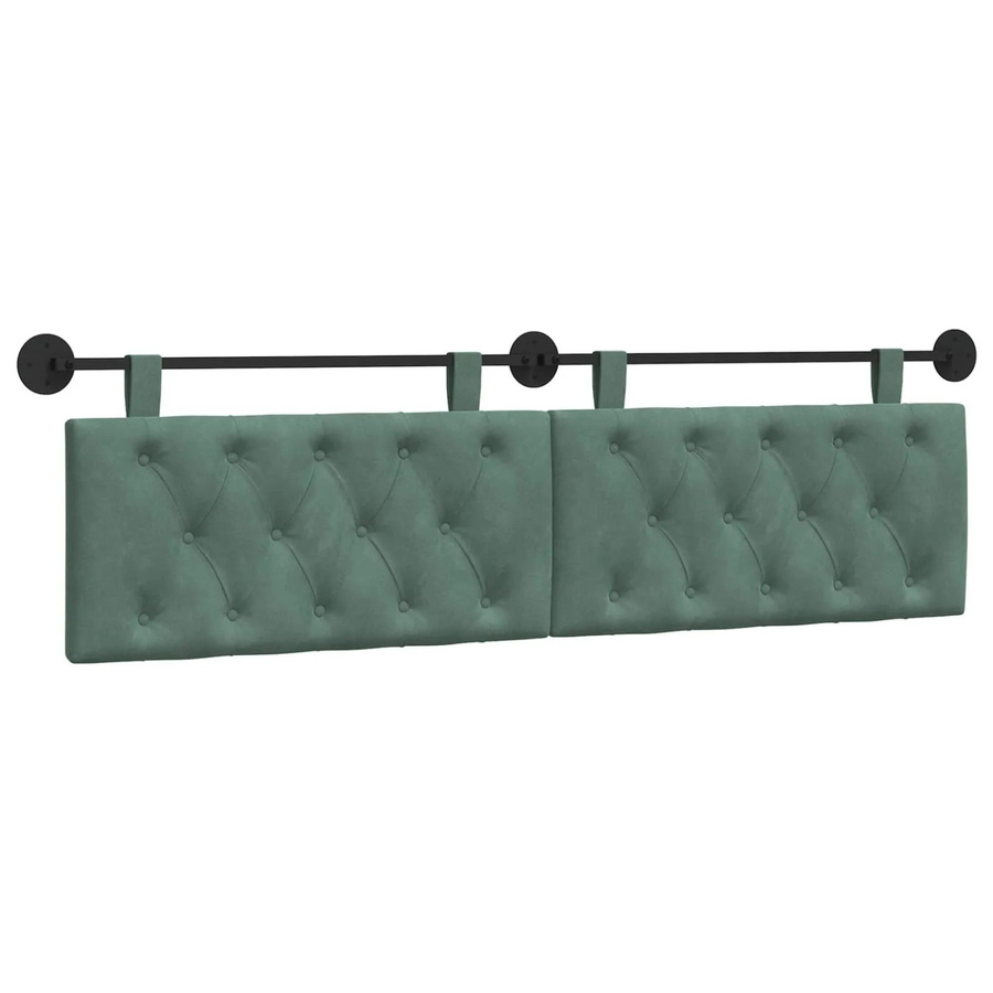 vidaXL Wandmontiertes Kopfteil aus Samt in Meergrün, Breite: 190 cm, Höhe: 55 cm, Tiefe: 7 cm - Bild 2