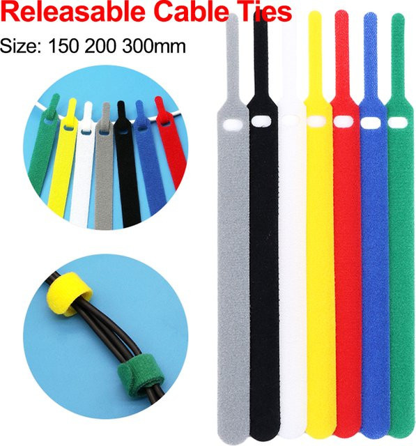10 Stück wiederverwendbare Klettverschluss-Kabelbinder aus Nylon in Blau, verstellbarer Kabelorganisator, Länge: 150 mm - Bild 1