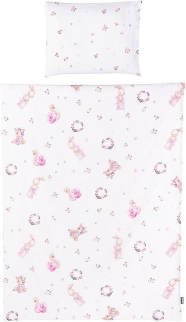 Chipolino 5-teiliges Baby Bettwäsche Set in Rosa und Weiß mit Bettdecke 95 x 125 cm und Kissen 35 x 45 cm - Bild 1