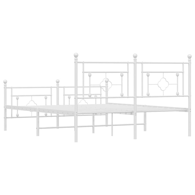 Vidaxl Metall-Bettgestell mit Kopfteil und Fußteil in Weiß, B/T/H: 150 x 200 cm - Bild 3
