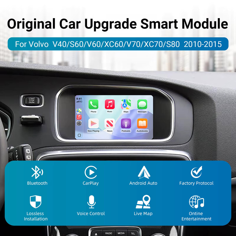 LEXXSON Drahtlose CarPlay und Android Auto Decoder Box für Volvo V40 V60 S60 XC60 V70 XC70 S80 (2010-2015) mit 7 Zoll Bildschirm via Wi-Fi und Bluetooth - Bild 3