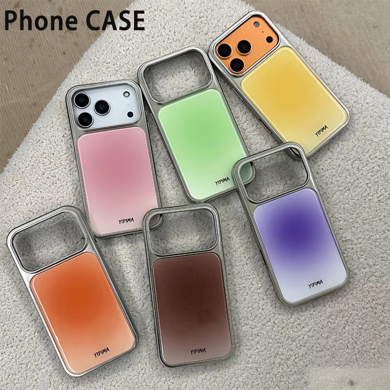 DecoPhone Handyhülle im koreanischen minimalistischen INS-Stil mit Farbverlauf und Epoxidkante in Silber für iPhone XR/11/12/13/14/15/16/17 ProMax - Bild 1