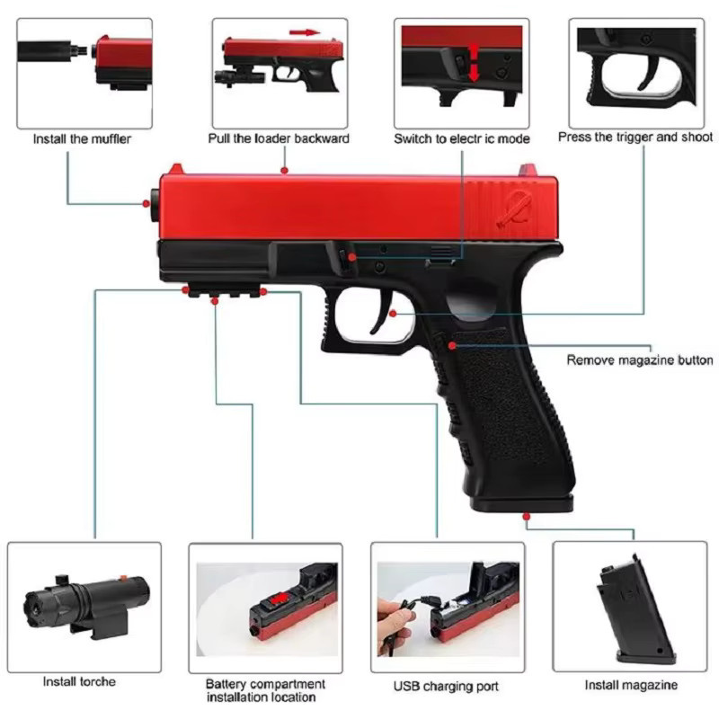 Gamehoot Automatische Airsoft Pistole, Elektrische Paintball Pistole - Bild 4