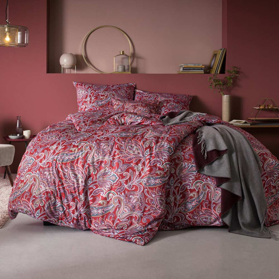 Estella Mako Jersey Bettwäsche Milano rot bunt Paisley mit Bettbezug und Kissenbezug, Material: Baumwolle, B/H: 155 x 220 cm und 80 x 80 cm - Bild 1