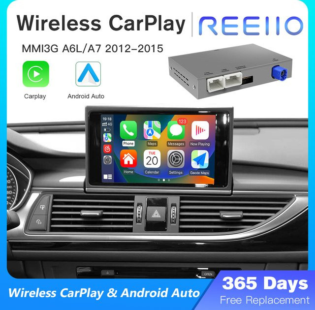 REEIIO Multimedia Player für Audi A6 A7 C7 MMI 3G HN + R (2011-2015) mit GPS, Bluetooth, drahtlosem CarPlay und Android Auto, Schwarz - Bild 1