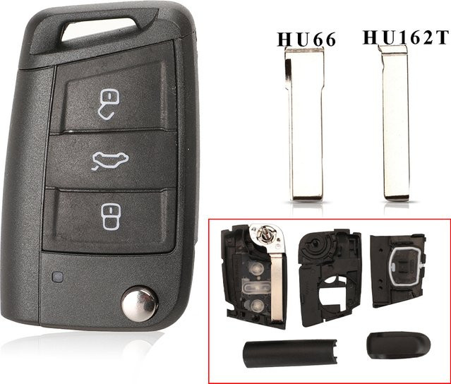 Jingyuqin 3-Tasten-Fernbedienungs-Autoschlüsselgehäuse für Volkswagen Passat Golf 7 MK7 Skoda Seat Leon Octavia in Schwarz - Bild 1