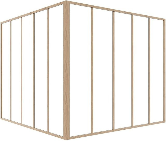 Vente-unique Glaswand Bayview Naturfarben Hell mit Aluminiumrahmen und transparentem Glas, B/T/H: 150 x 130 x 130 cm - Bild 1