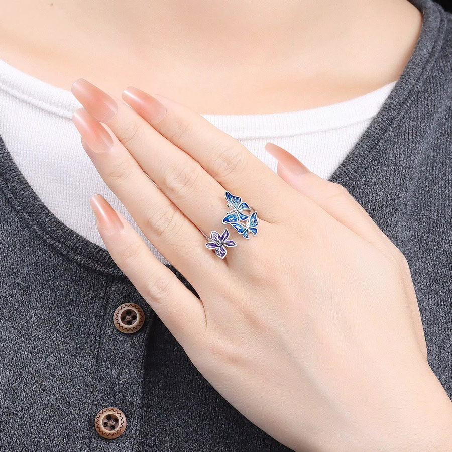 CYCUFF Öffnungsring, 925 Silber, Blauer Schmetterling, Damen - Bild 2