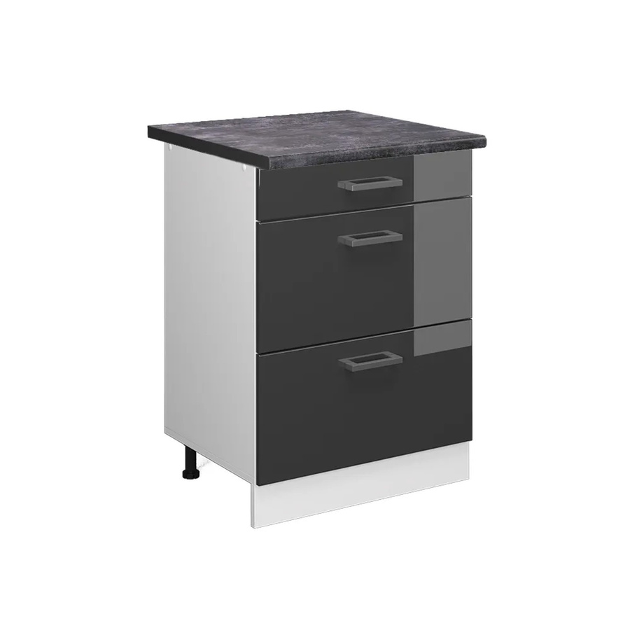 Vicco Küchenunterschrank R-Line in Anthrazit Hochglanz und Weiß mit Schubladen, Breite: 60 cm - Bild 2