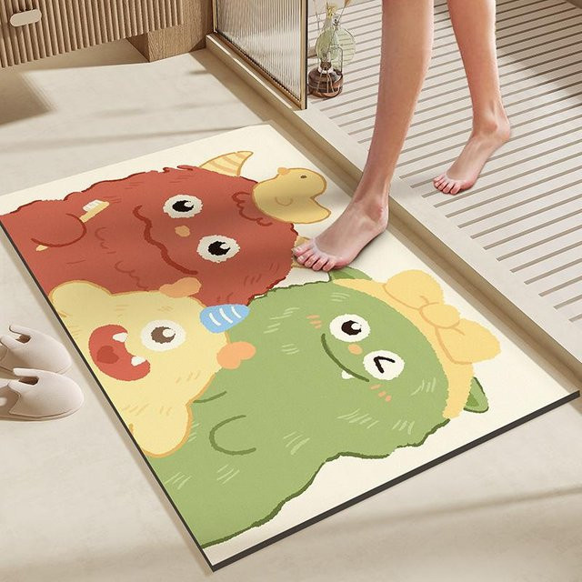 Yiran Furniture Kieselgur Fußmatte Kleines Monster Cartoon Anti-Rutsch Badezimmer Matte, B/H: 80 x 50 cm, Mehrfarbig - Bild 1