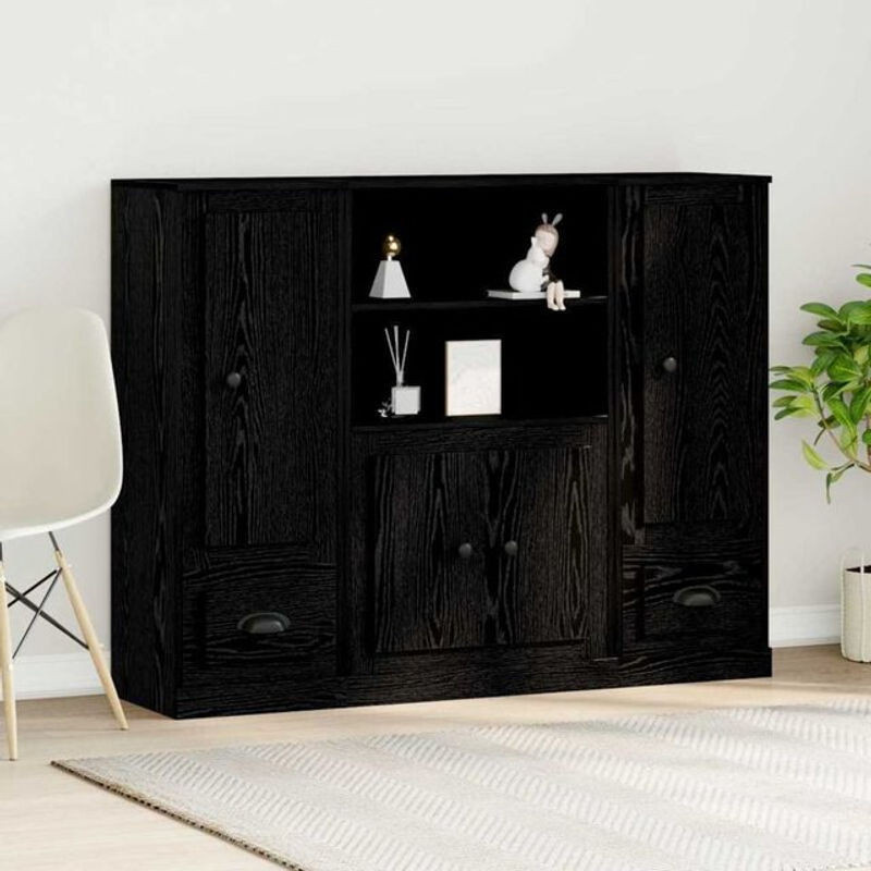 Highboard Vidaxl in Schwarzer Eiche mit Schranktüren, B/T/H: 132 x 35,5 x 103,5 cm - Bild 1