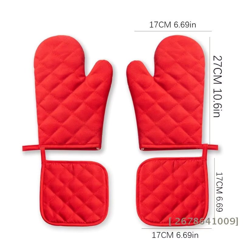 KuZHEN Hitzebeständiges Ofenhandschuhe und Topflappen-Set in Mehrfarbig und Pink, gesteppte Küchenhandschuhe zum Kochen und Backen - Bild 5