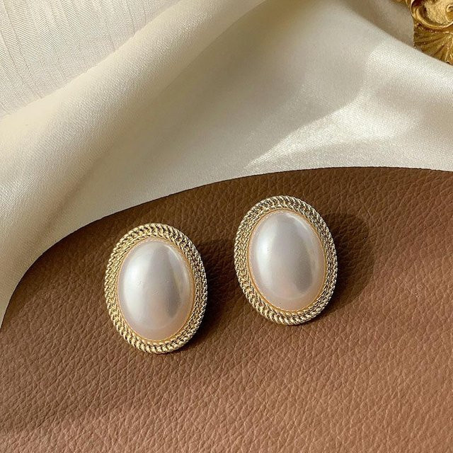 YIRAN Ohrringe, Kupfer, Perle, Zirkonia, Gold, Damen, Vintage - Bild 1