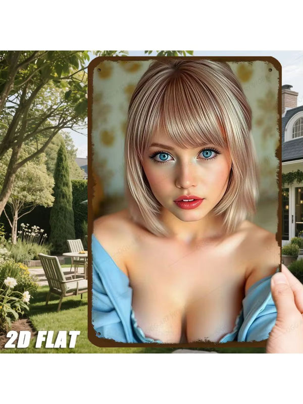 Gemmee 2D Metall-Wandkunst Blauäugige Blonde Frau Wanddekoration mehrfarbig B: 20,32 cm, H: 30,48 cm, T: 30,48 cm - Bild 6