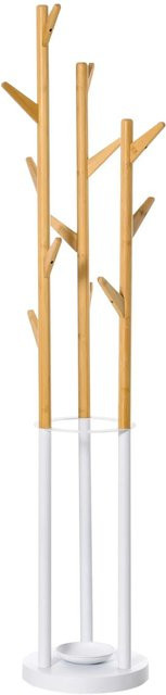 HOMCOM Garderobenständer aus Bambus in Braun und Beige mit 12 Haken, B/T/H: 30,5 x 30,5 x 174,5 cm - Bild 1