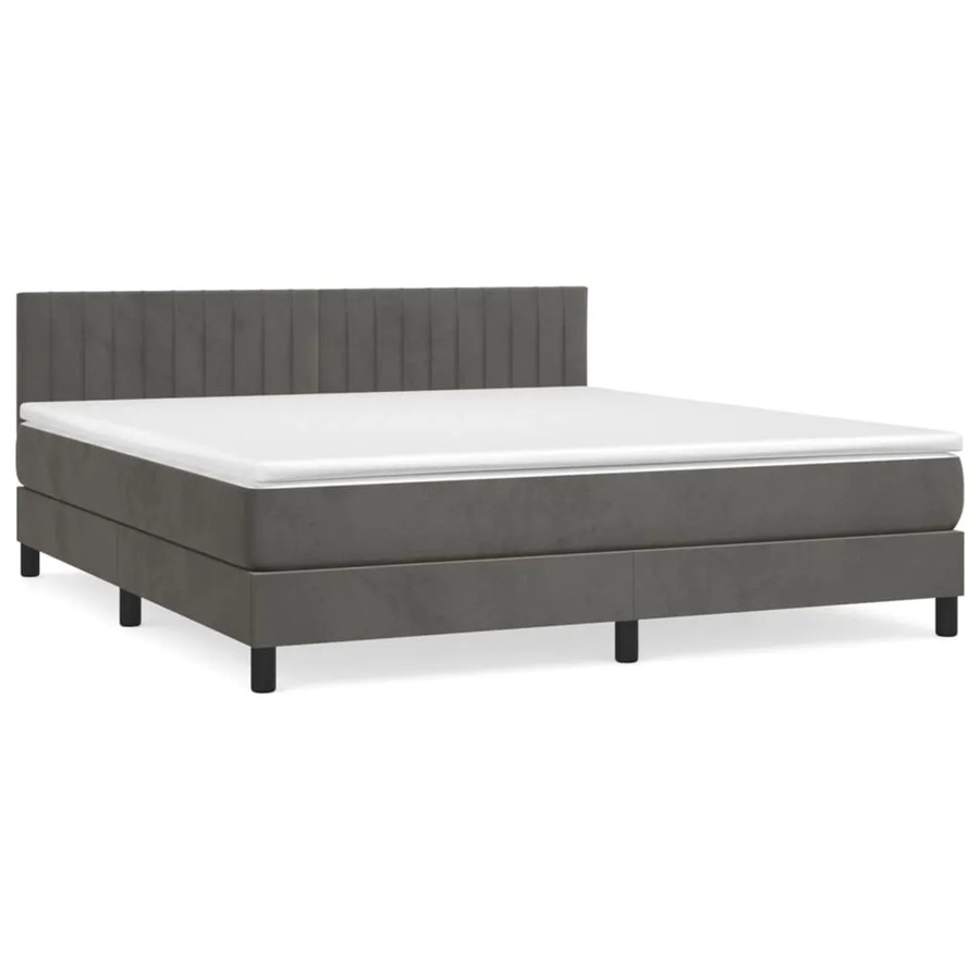 vidaXL Boxspringbett mit Matratze in Dunkelgrau aus Samt, Hybridbett mit Taschenfederkern, B/T: 180 x 200 cm - Bild 2