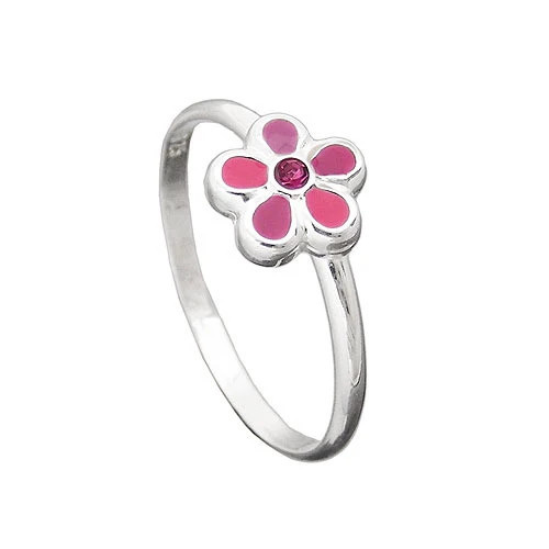 SIGO Ring Kinder, Blume, pink, 925 Silber, Zirkonia, 42 mm - Bild 1