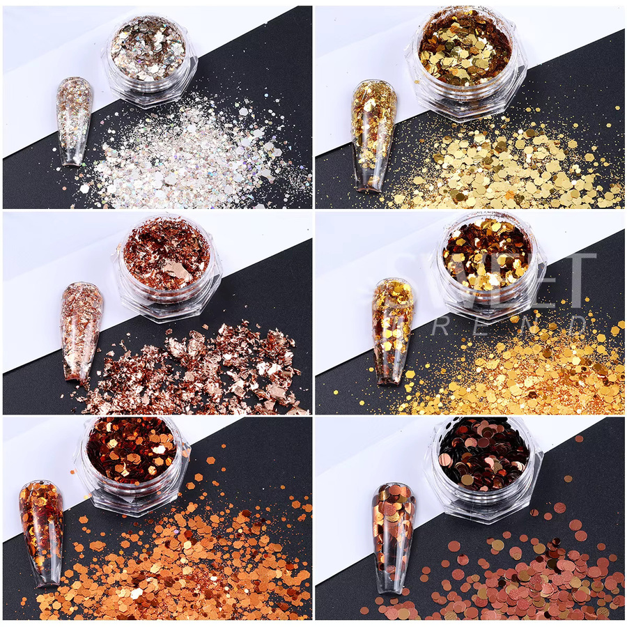 SWEET TREND Nagel-Glitzer-Set, braun, glänzend, 12-teilig - Bild 2