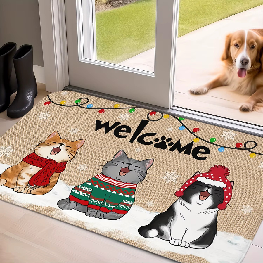 VIKAMA Weihnachtsteppich als weiche Plüsch-Türmatte, rutschfest und saugfähig, mehrfarbig, B/T: 80 x 50 cm - Bild 2
