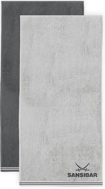 Gästetuch SANSIBAR aus Baumwolle in Grau mit grafischem Design - Bild 1
