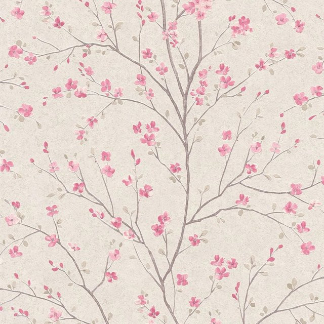 Profhome Tapete Floral Matt in Rosa und Weiß, Botanisches Blumenmuster, Breite: 0,53 m, Höhe: 10,05 m - Bild 1