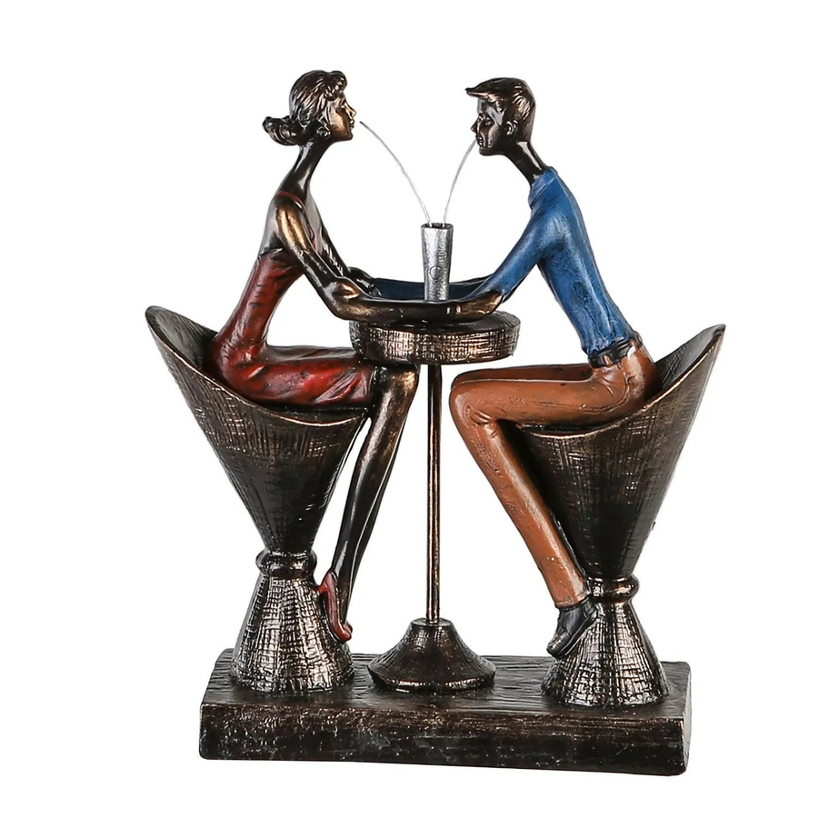 Gilde Skulptur Table For Two in Bronzefarben, Tischdekoration aus Metall, Breite: 25 cm, Tiefe: 21 cm - Bild 2