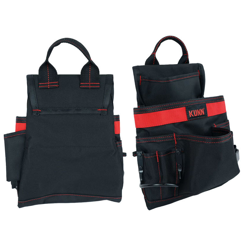 KUNN Zimmermannstasche robuster Werkzeuggürtel mit 10 Taschen, Hammerschlaufe und Schnellverschluss-Schnalle in Rot und Schwarz - Bild 4