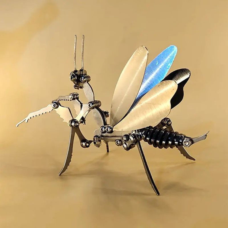 Mechanisches Insekt DIY Modell Kit Mantis aus Edelstahl in Silber als Metall Handwerk Dekoration - Bild 1