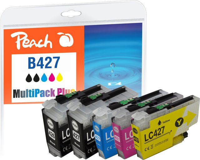 Peach B427 Spar Plus Pack Druckerpatronen Set (2x Schwarz, Cyan, Magenta, Gelb) ersetzt Brother LC-427 für Brother HLJ 6010 DW, MFCJ 5955 DW und MFCJ 6950, wiederaufbereitet - Bild 1