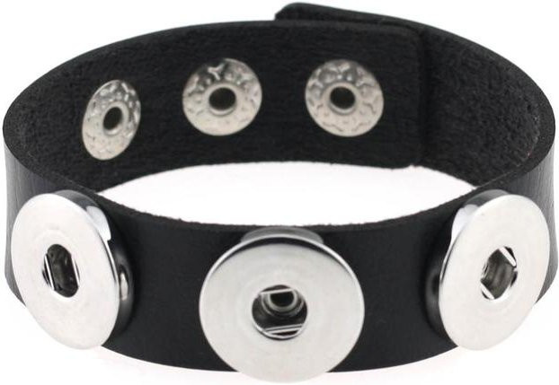 Armband Manschette, Leder, Schwarz, Eisenlegierung, Unisex - Bild 1