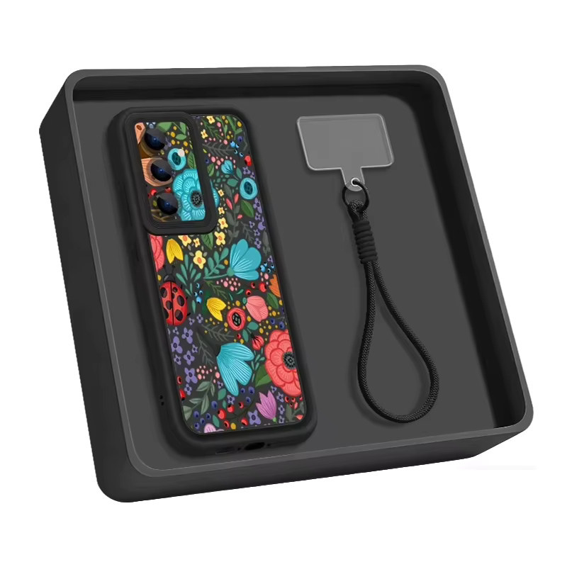 Samsung Handyhülle mit Trageriemen und romantischem Gartenmuster in Rot und Multicolour für Galaxy S25 S24 S23 S22 Ultra S24 FE S25 Edge - Bild 5
