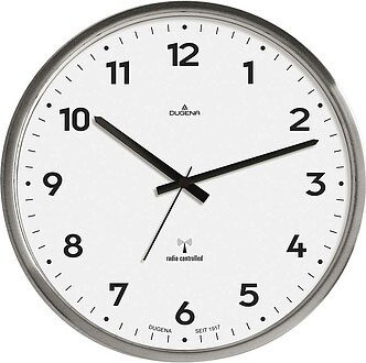 Dugena Funk-Wanduhr analog in Silber, Weiß und Schwarz mit Metallgehäuse, Durchmesser: 33,0 cm - Bild 1