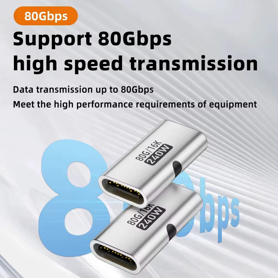 MOSHOU USB4 USB-C Adapter Buchse auf Buchse in Silber mit 80 Gbit/s, 240W PD Schnellladung und 8K@60Hz Unterstützung für MacBook und iPad Pro - Bild 3