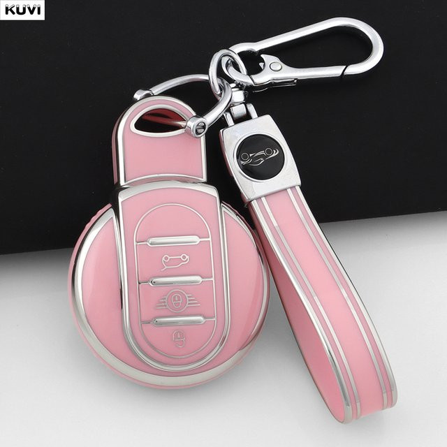 Kuvi TPU Schlüsselhülle für BMW Mini Cooper F55 F56 F57 F54 F60 JCW Clubman Countryman in Pink - Bild 1