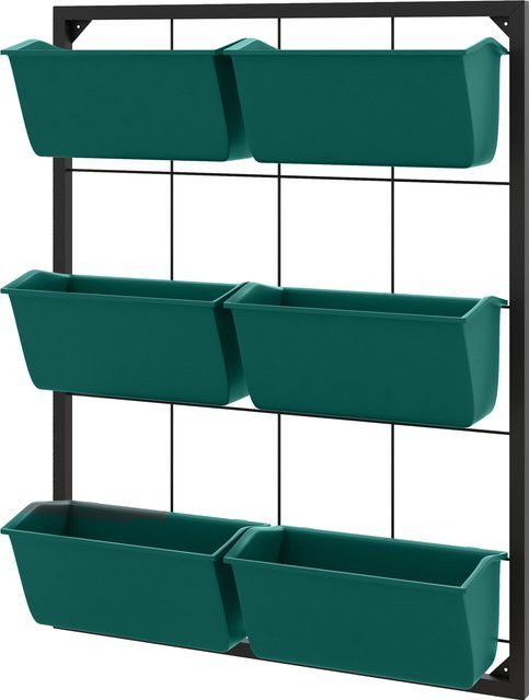 Outsunny Vertikaler Außen-Pflanzenhalter in Grün mit 6 Pflanzkästen aus Kunststoff, 3-stufiges Pflanzregal für Blumen und Kräuter, B/T/H: 52 x 14 x 66 cm - Bild 1