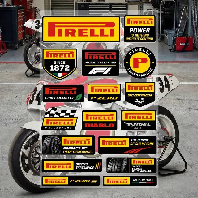 PIRELLI Graffiti-Aufkleber aus wasserfestem PVC in Multicolour für Auto, Motorrad, Skateboard und Helm, 30,0 cm - Bild 1