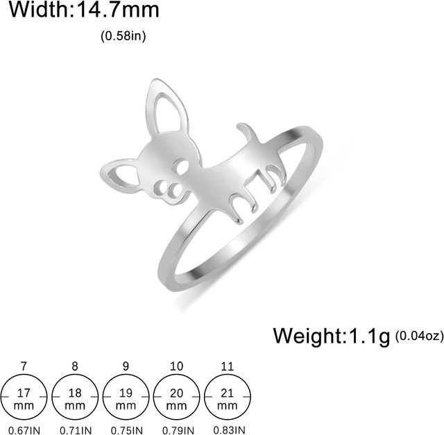 Ring Chihuahua Hund, Edelstahl, Gold, Damen - Bild 1