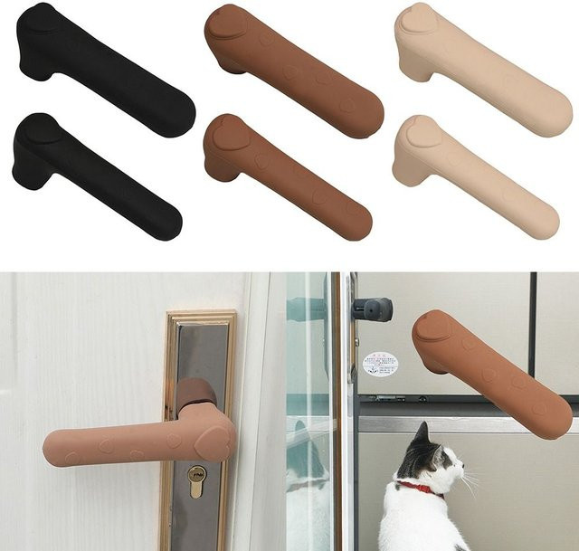 Silikon Türknauf Abdeckung in Beige als Schutzhandschuh für Türgriffe und Wandschutz - Bild 1