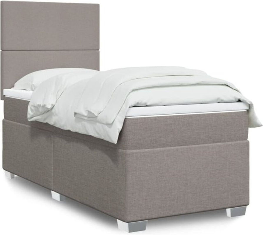 vidaxl Boxspringbett mit Matratze in Taupe meliert aus Stoff, B/T/H: 90 x 190 cm - Bild 1