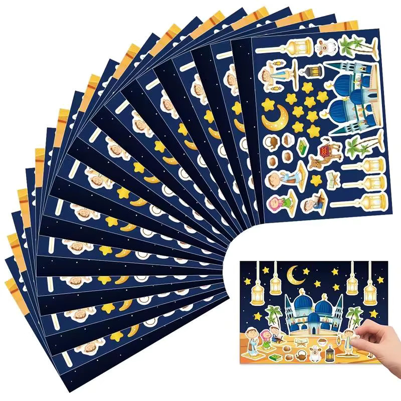 ZQNYCY Eid Mubarak DIY Aufkleber für Kinder, Ramadan Kareem Wandaufkleber Set, Mehrfarbig - Bild 2