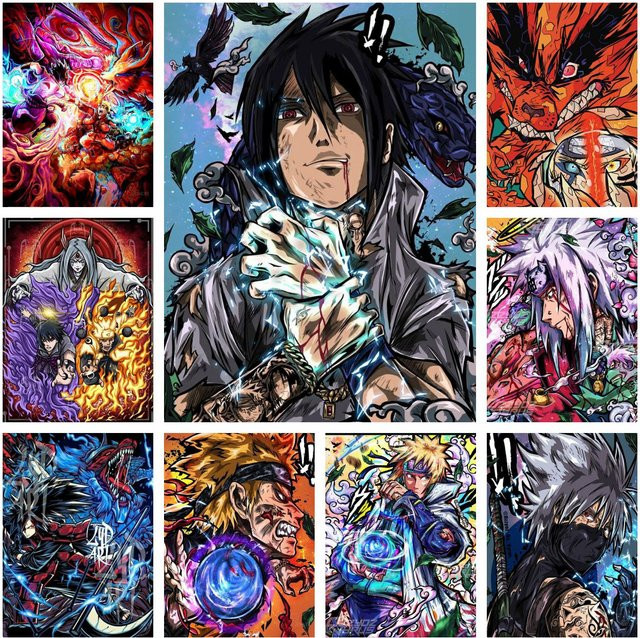 KAYOU Diamantmalerei-Set Naruto Sasuke Kakashi im bemalten Stil, 5D-Stickerei Kunsthandwerk, rund, multicolour, Durchmesser: 30,0 cm x 20,0 cm - Bild 1