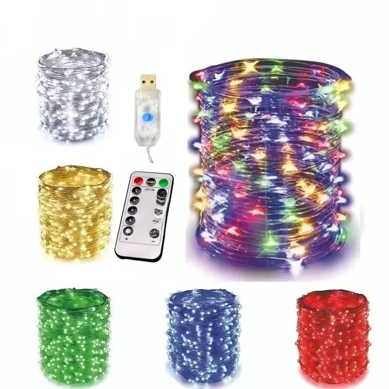 USB LED Lichterkette in Warmweiß mit Fernbedienung und 8 Modi, Feengirlande in Gold/Messing für Dekoration zu Hochzeit, Weihnachten und Silvester - Bild 6