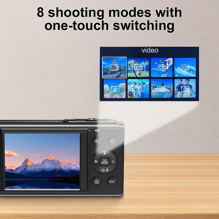 Ourlife Digitalkamera 5K 80MP mit 18X Digitalzoom, Dual IPS-Bildschirm und WIFI, Kompaktkamera für Vlog und Fotografie in Schwarz - Bild 4