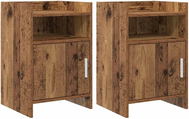 vidaXL Nachttische 2er Set aus Altholz in Braun, B/T/H: 40 x 36 x 60 cm - Bild 1