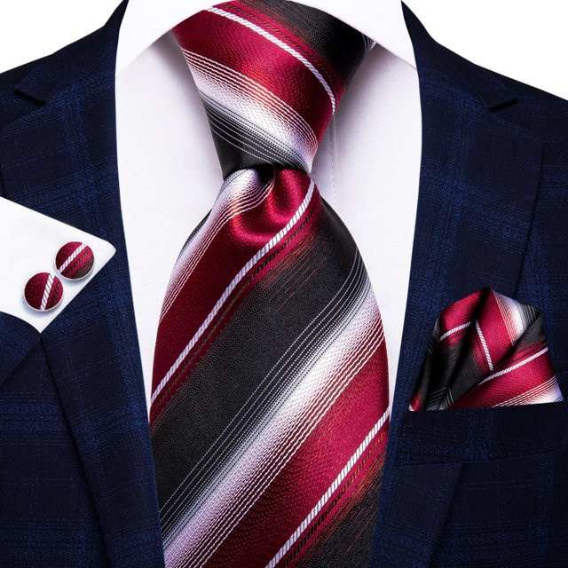 Hi-Tie Krawatten-Set, Seide, Blumen Paisley, Schwarz Gold, Herren - Bild 1