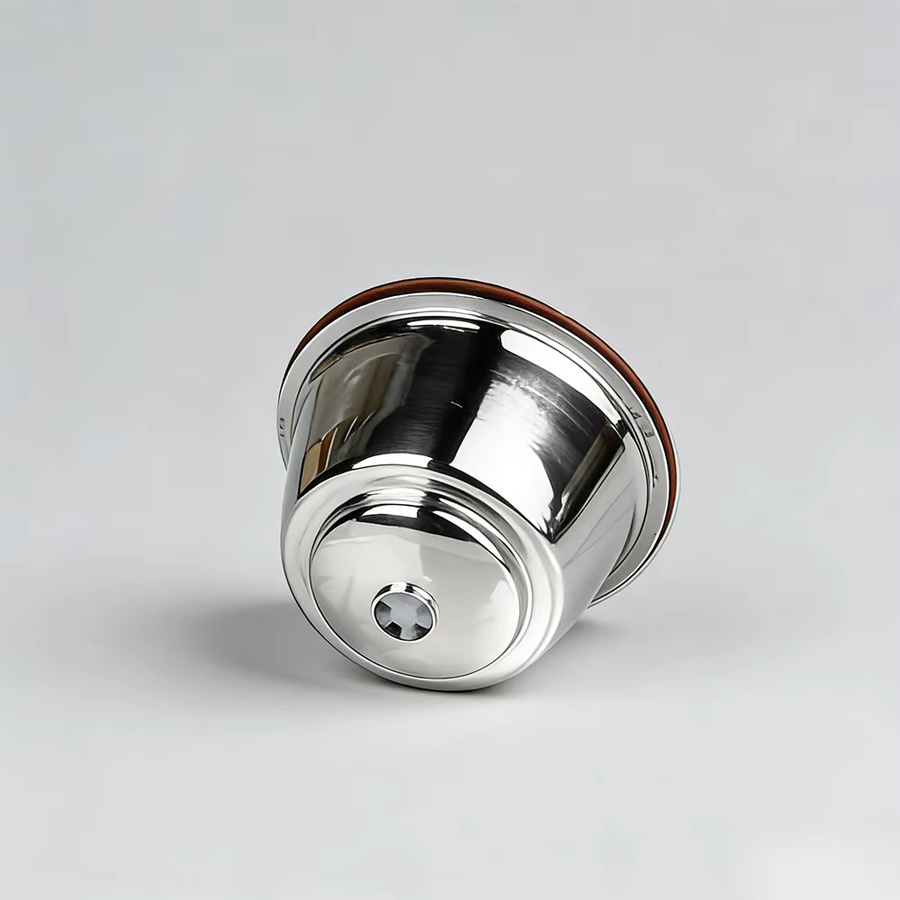 iMellow Edelstahl Kaffee- und Milchschaum-Etui für Dolce Gusto mit Silikondeckel in Silber und Braun - Bild 4