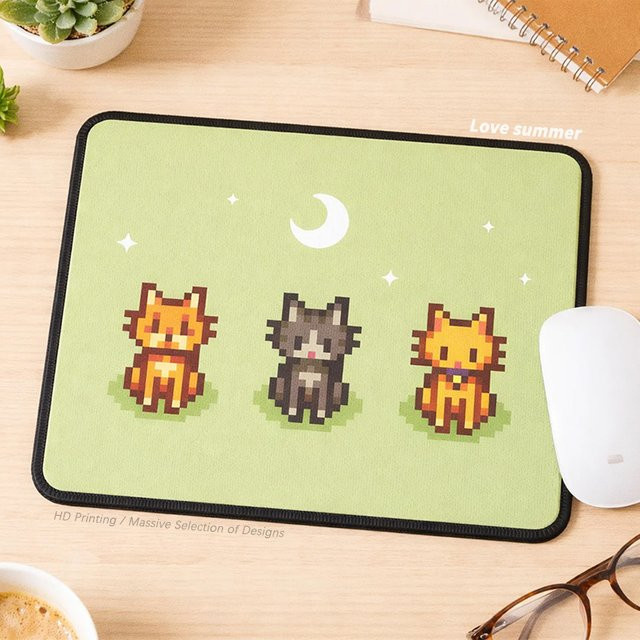 Potdemiel Katzen-Mauspad in Grün und Multicolour für das Home-Office - Bild 1