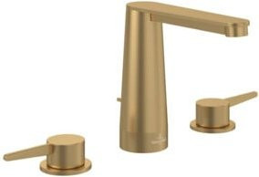 Villeroy & Boch Dreiloch-Waschtischarmatur Conum mit Zugstange und Ablaufgarnitur in Brushed Gold - Bild 1