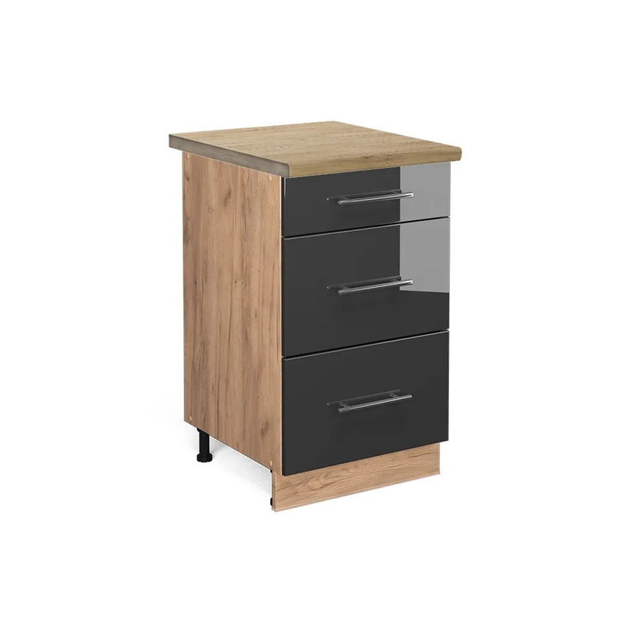 Vicco Küchenunterschrank Fame-Line in Anthrazit Hochglanz und Eiche, B/T/H: 50 x 60 x 82 cm - Bild 2